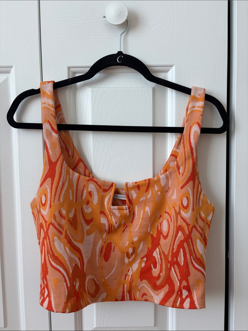 Zara Orange Swirl Cropped Tank Top Size Medium